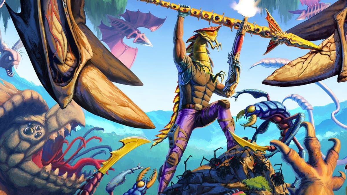 Trippy, psychedelic alien shooter ChainStaff...