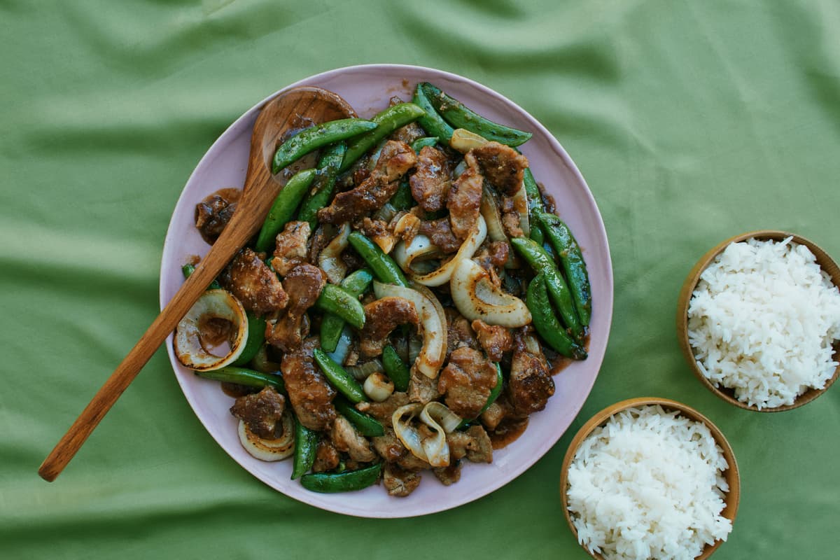 Gingery Pork and Sugar Snap Pea Stir-Fry