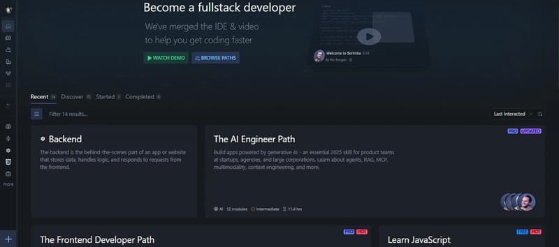 Tutorial hells led me to JavaScript on Scrimba